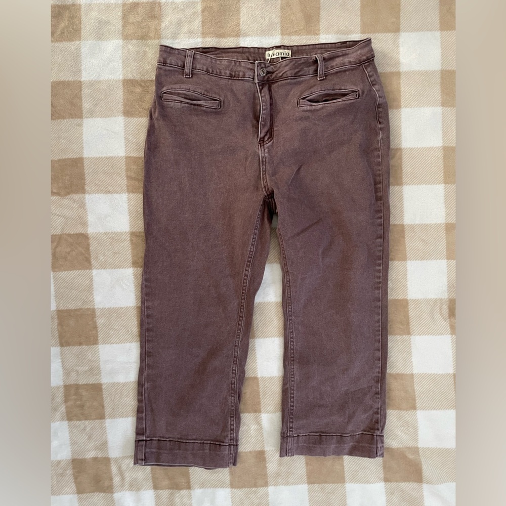 Womens Stylish Purple/Maroon color cropped Jean pants Luvamia XL
